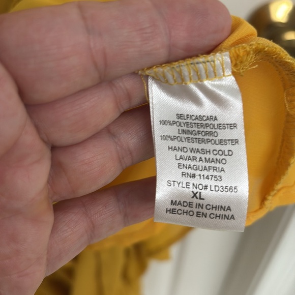 Elegant Mustard Yellow Ruffle Dress - Picture 2 of 2